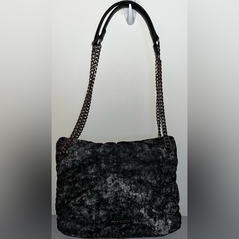 Steve Madden Black Denim Shoulder Bag - Picture 2 of 7